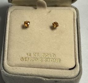 14K Citrine Stud Earrings