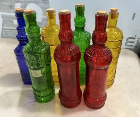 Group of Colorful Glass Bottles