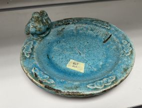 Glazed Pottery Bird Bath Bowl