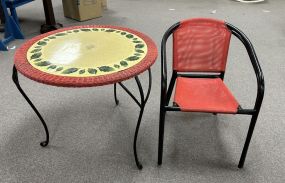 Wicker Round Patio Table and Two Chairs