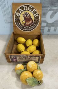 Wood Box, Ceramic lemons