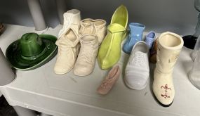 Collection of Ceramic Miniature Shoes