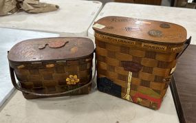 Two Woven Wood Purses