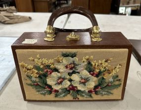 Needle Point Wood Purse
