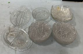 Pressed Glass Dishes, Plates, and Divided Dish