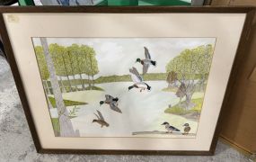 Dick D, Quin "Mallards and Wood Ducks" Watercolor