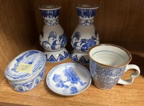 Blue and White Candle Holders, Trinket, Cup