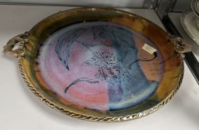 Hand Crafted Signed Pottery Round Bowl