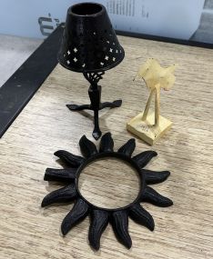 Metal Candle Holder, Bird, and Sun