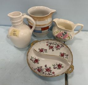 Vintage Pitcher, Creamer, Jug, and Divided Plate