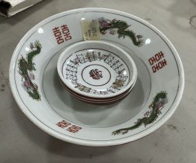 Dragon Porcelain Bowl and Sauce Bowls