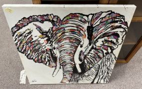 Signed Elephant Print Canvas