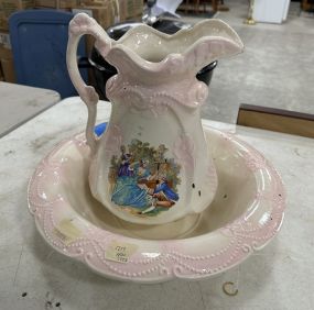 Antique Porcelain English Pitcher and Wash Bowl
