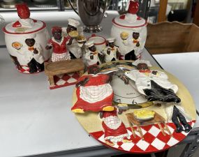 KMC Ceramic Clock, Canisters, and Dishes