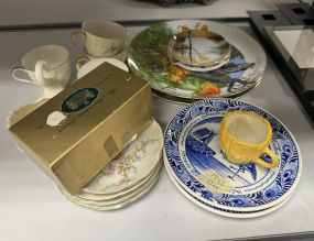 Collection of Collector Plates, Theodore Haviland Rosalinda Cups &amp; Saucers