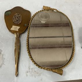 Vintage Brass Vanity Dressing Mirror and Plateau