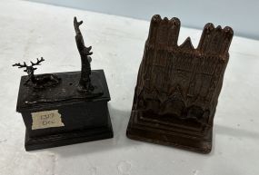 Metal Deer Plaque and Castle Bookend