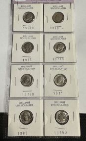 8 Brilliant Uncirculated Roosevelt Dimes