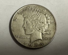 1934 Peace Liberty Silver Dollar
