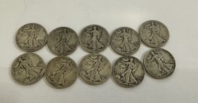 10 Walking Liberty Half Dollars