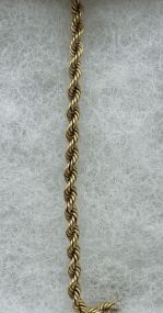 Solid 14k Gold 7.5" Rope Link Chain Bracelet