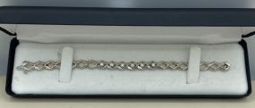 14k White Gold .60ctw Diamond 6.75" Honeycomb Tennis Bracelet