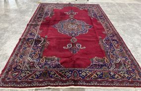 Persian Red Kashan Wool Rug 7'10 x 11'8