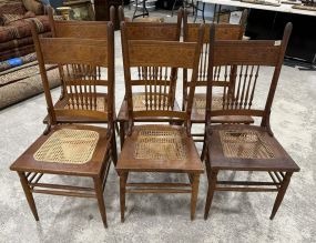 6 Pressed Oak Dining Chairs