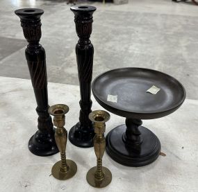 Pair of Resin Candlesticks and Compote