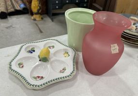 Egg Tray, Pink Vase, and Ceramic Planter