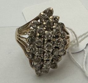 14K Gold Diamond Waterfall Ring Size: 8.75