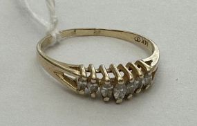 14k Gold Marquise Diamond Peaked Ring Band Size: 8