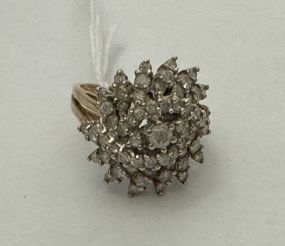 Vintage 14k Gold Diamond  Burst Statement Ring Size: 12