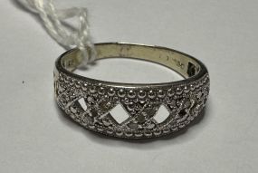 .925 Sterling Ring Band with Diamond Cut Outs Size: