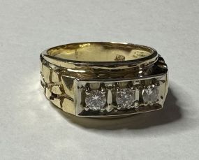 14K Gold Men's Diamond Nugget Ring