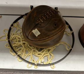 Antique Leather Basketball and Rim