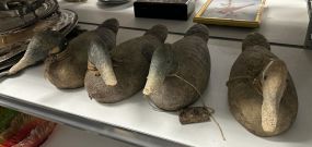 Four Wood Carved Antique Duck Decoys