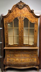 Antique Reproduction Italian Birds Eye Bombay China Cabinet