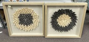 Pair of 24" x 24" Abstract Floral Shadow Framed