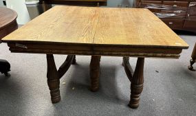 Vintage Victorian Oak Square Dining Table