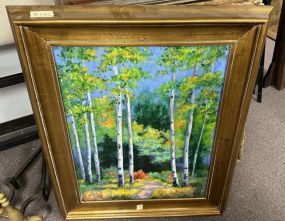 Signed Betty Hamilton Forest Landscape Painting