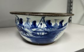 Vintage Chinese Provincial Export Blue and White Bowl