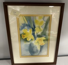 Framed Watercolor Signed Bounds