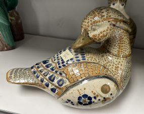 Large Tonala Mexico Hand Crafted Duck Figurine