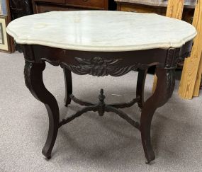 Antique Turtle Top Marble Parlor Table