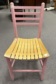 Pink Painted Slat Side Chair