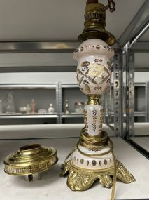 Bohemian Cut to Clear White Glass Lamp