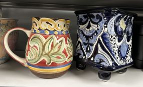 Ceramic Hand Painted Pitcher and Planter