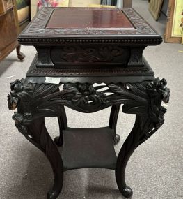 Vintage Hand Carved Asian Plant Stand Table