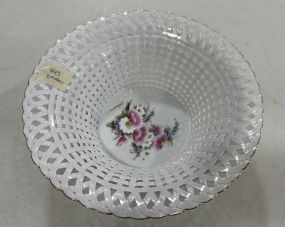 Vintage Romanian Porcelain Lace Basket Bowl